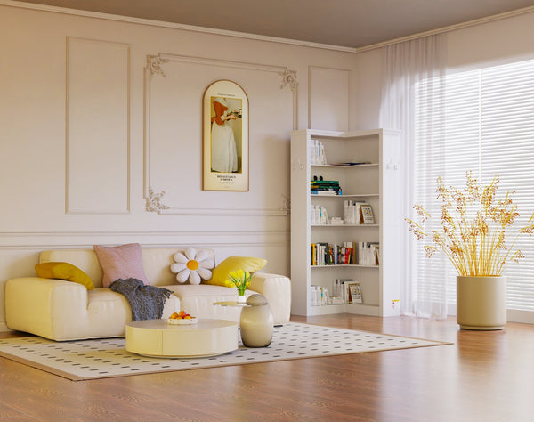 English Elm Corner 5-Tier Bookshelf White MDF – Space-Saving Corner Storage, Sturdy Durable Design for Home Study W3062P289213