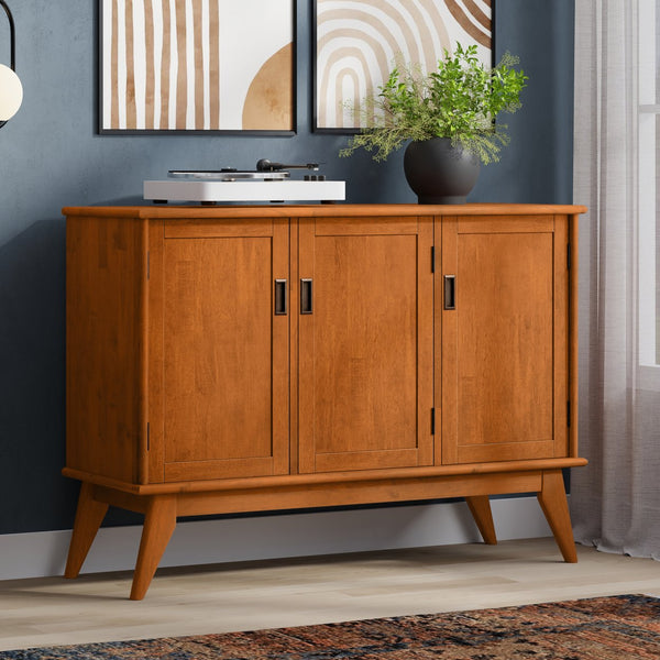 English Elm Draper Solid Rubberwood Sideboard with Brass Hardware and Tapered Legs for Dining Rooms B136P439022