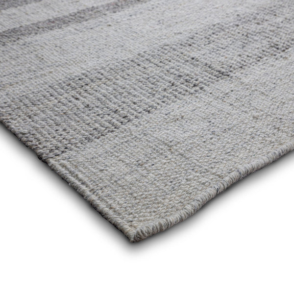 English Elm Hodges Handwoven 6x9 Area Rug Ivory & Grey Geometric Stripes Durable Wool-Cotton Blend Indoor B136P188389