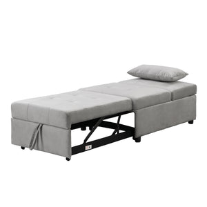 English Elm Folding Ottoman Sofa Bed with Ergonomic Wood Frame — Multifunctional Space-Saving Lounge & Guest Bed Grey 40.16 L x 27.56 W x 14.56 H W2297P216470