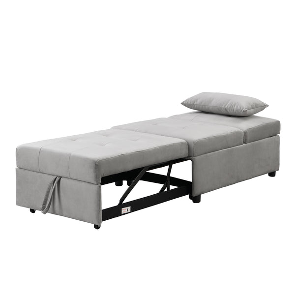 English Elm Folding Ottoman Sofa Bed with Ergonomic Wood Frame — Multifunctional Space-Saving Lounge & Guest Bed Grey 40.16 L x 27.56 W x 14.56 H W2297P216470