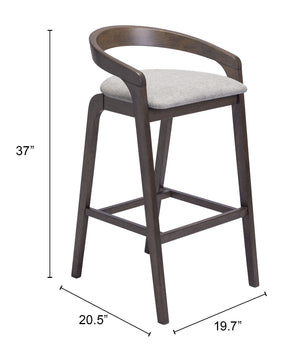 Zuo Modern Troy Barstool Set Of 2 In Dove Gray & Espresso - Chic, Comfortable Design For Modern Spaces Gray 100% Polyester,Rubberwood 110400-zuo-modern