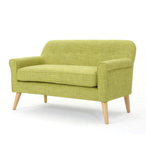 English Elm Christopher Knight Home® - Love mid-century two-seater loveseat with button-tufting, rolled arms, plush fabric and tapered legs Pale Green N771P202672L