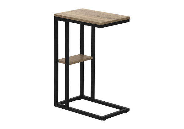 English Elm Accent Table - Sleek C-Shaped Design For Living Room Or Bedroom, Modern Brown Laminate & Black Frame B2710P219398