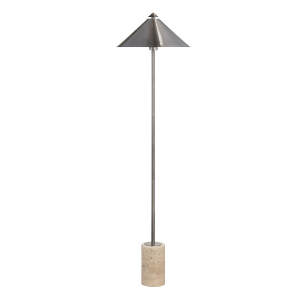 Crestview Collection 58"H Modern Marble Floor Lamp With Sleek Grey Metal Body And Elegant Empire Shade For Any Room   Cvamb0095