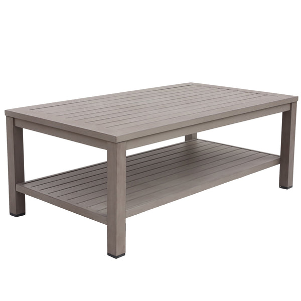 English Elm Aluminum Brama Rectangle Coffee Table, Multi-Color UV-Resistant Powder Coat, Sled Legs Planked Design B010P307154