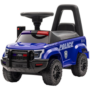 English Elm Aosom Kids Police Truck Ride on with Pa Speaker Under Seat Storage Toddler Toy W2225P200719