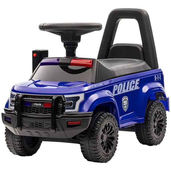 English Elm Aosom Kids Police Truck Ride on with Pa Speaker Under Seat Storage Toddler Toy W2225P200719