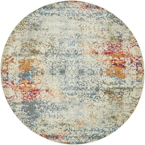 Unique Loom Baracoa Panamericana Machine Made Medallion Rug Cream, Blue/Orange/Red/Gray/Gold 8' 4" x 8' 4"