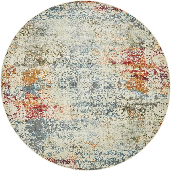 Unique Loom Baracoa Panamericana Machine Made Medallion Rug Cream, Blue/Orange/Red/Gray/Gold 8' 4" x 8' 4"