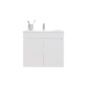 English Elm Bathroom Sleek Single-Door Vanity with Integrated Sink — Modern Minimalist Engineered Wood Storage, Durable & Eco-Friendly White 28.74 L x 23.23 W x 12.99 H B097P296872