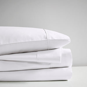 JLA Home Beautyrest - Cooling Cotton Blend Sateen Sheet Set - 600 TC, OEKO-TEX Certified, Moisture-Wicking, Deep Pocket Luxury White BR20-0989