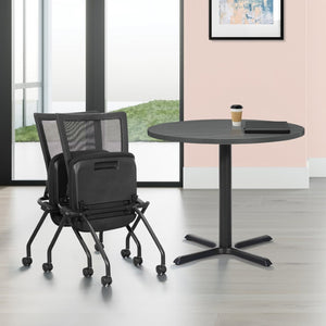 OSP Home Furnishings Soft Flex Frame Folding Chairs with Pu Padded Seating for Events and Office Use 69350-30