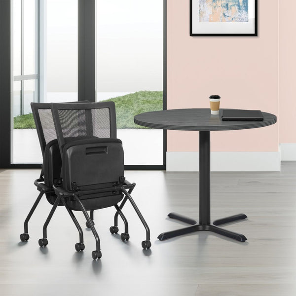 OSP Home Furnishings Soft Flex Frame Folding Chairs with Pu Padded Seating for Events and Office Use 69350-30