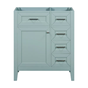English Elm 30" Modern Bathroom Vanity Cabinet Base with 3 Drawers, Solid Frame MDF, Undermount Ready, 200lb Capacity Green WF321000AAF