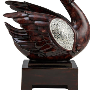 English Elm 16.5-Inch Elegant Cherry Folius Floral Swan Figurine with Crackle Glass Accent on Pedestal Base B072116016
