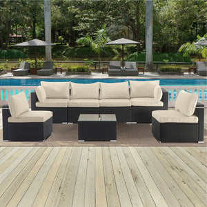 English Elm Cushion Chaise Lounge 75" Black White Striped Outdoor Seat and Back with Zipper, Removable Cover Beige W419P199031