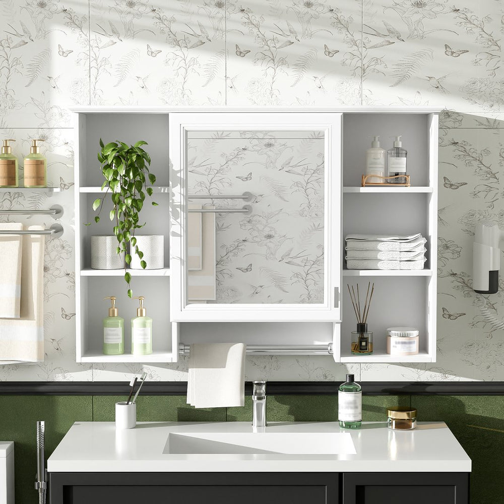 English Elm 3-in-1 Wall Mounted Bathroom Medicine Cabinet with Soft Close Mirror and Towel Bar White N710P358613K
