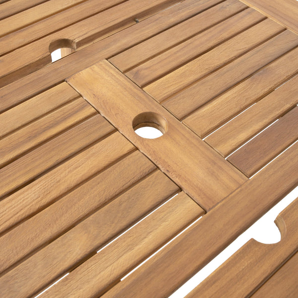 English Elm Outdoor Solid Acacia Expandable Patio Dining Table with Umbrella Hole Natural Grain 68892.00SNTS