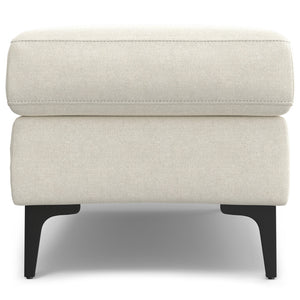 English Elm Ava Mid Century Ottoman — Cream Performance Fabric, Eco-Friendly Recycled Upholstery, Feather-Top Comfort B136P203426