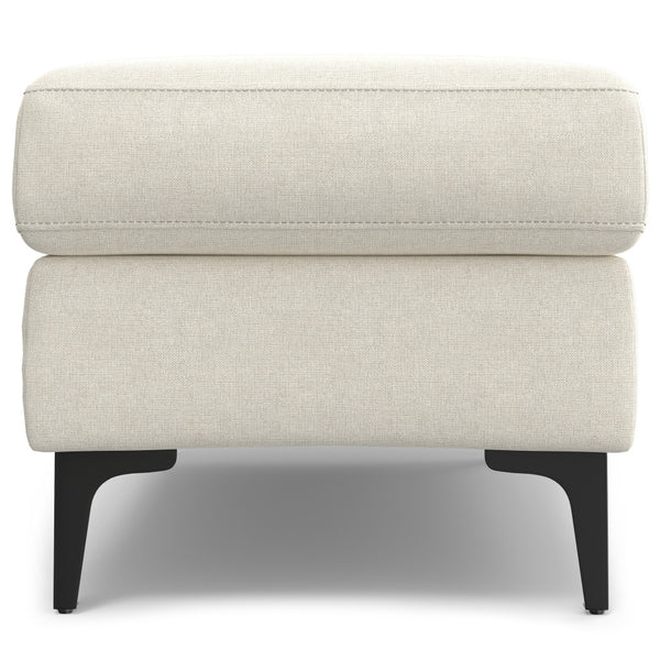 English Elm Ava Mid Century Ottoman — Cream Performance Fabric, Eco-Friendly Recycled Upholstery, Feather-Top Comfort B136P203426