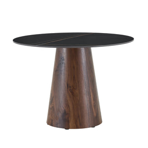 English Elm Table and Chair Set 42 Inch Round Stone Top with Rope Woven Wishbone Seats W2920S00144
