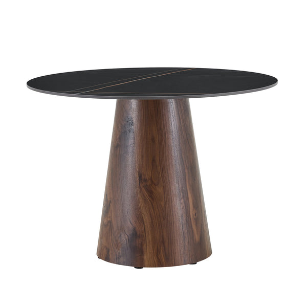 English Elm Table and Chair Set 42 Inch Round Stone Top with Rope Woven Wishbone Seats W2920S00144