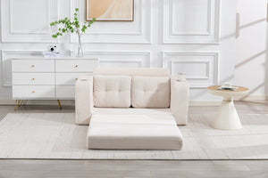English Elm Convertible Floor Sofa Bed with Memory Foam and Ribbed Corduroy for Small Spaces Beige W395P438025