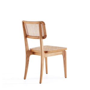 English Elm Giverny Solid Ash Wood Dining Chair with Natural Cane Seat and Square Cane Backrest, Fully Assembled Natural B365P397788