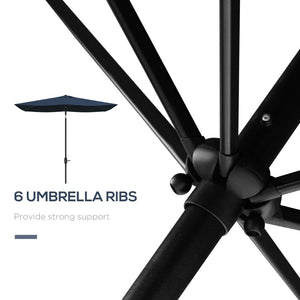 English Elm Outsunny 6.5' X 10' Market Umbrella - Stylish Blue Patio Shade With Crank & Adjustable Tilt Features W2225P200818-GIGA