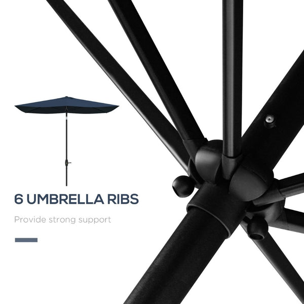 English Elm Outsunny 6.5' X 10' Market Umbrella - Stylish Blue Patio Shade With Crank & Adjustable Tilt Features W2225P200818-GIGA