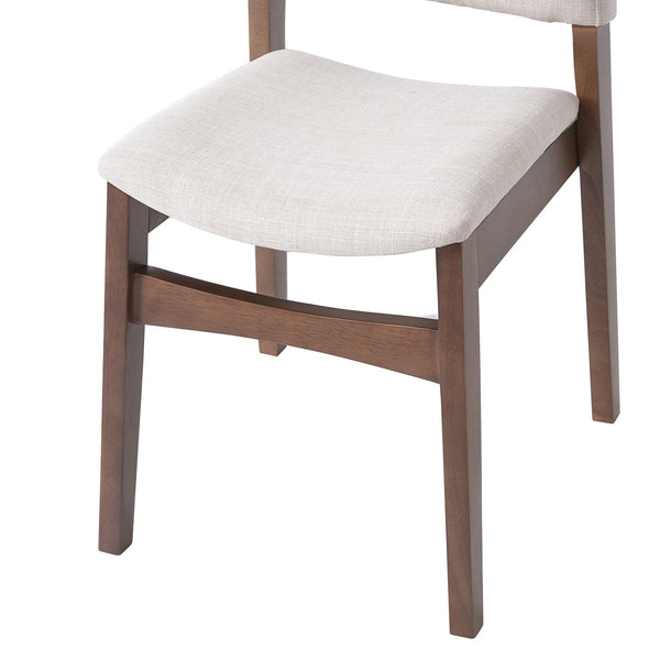 English Elm Upholstered Stackable Dining Chairs Linen Fabric Rubberwood Frame Rustic Set of 2 Walnut N752P327192D