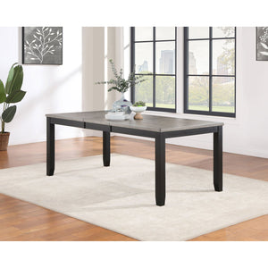 English Elm Centera Grey and Black Rectangular Dining Table with Extension Leaf, Plush Dove Gray Upholstery & Farmhouse Flair B062P358241