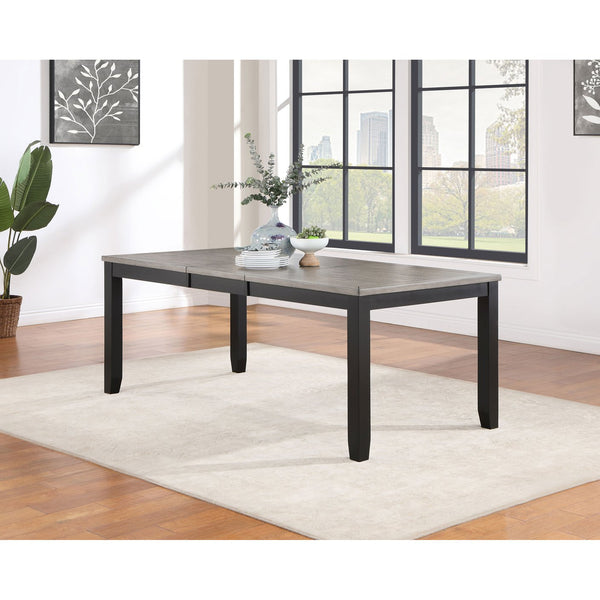 English Elm Centera Grey and Black Rectangular Dining Table with Extension Leaf, Plush Dove Gray Upholstery & Farmhouse Flair B062P358241