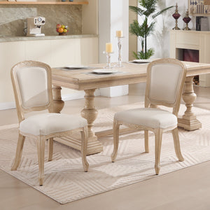 English Elm French Country Dining Chairs Set Of 2 - Stylish Upholstered Design, Fan-Back Comfort For Any Space W3426P324536