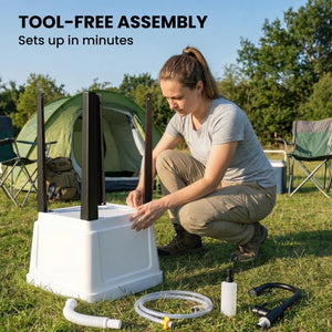 English Elm Flexible Freestanding Sink Station with Soap Dispenser for Outdoor Camping Worksites White T3971P500171