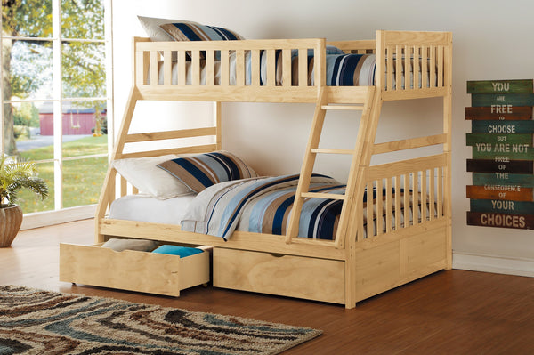 English Elm Bunk Bed Twin Over Full Solid Pine Frame with Guard Rails for Youth Bedroom B011S02439