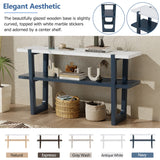 English Elm Trexm Retro Elegant Console Table With Marble-Effect Top and Versatile Storage Solutions For Entryway and Living Room (Navy)