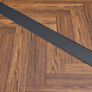 English Elm A minimalist retro dining table with fishbone MDF tabletop, dark wood texture, inset black metal legs, 55"x31.4" W1151P240748