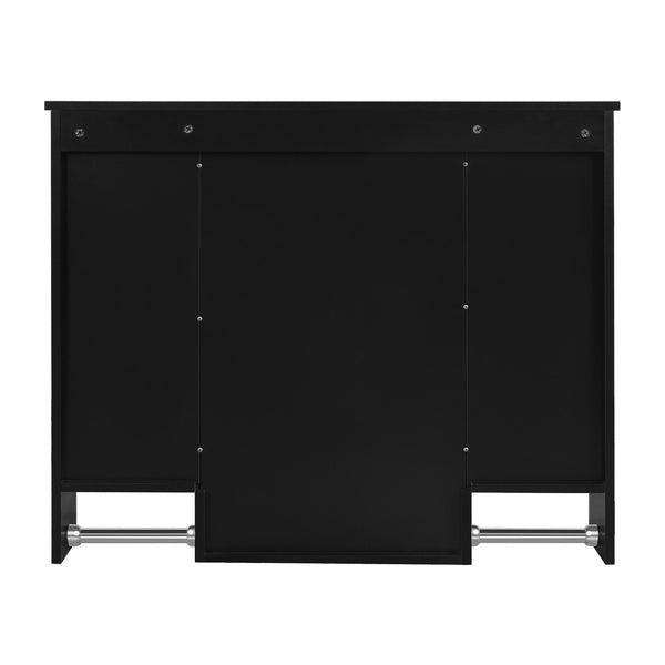 English Elm 35'' Stylish Wall-Mounted Bathroom Storage Cabinet With Mirror & Towel Bar, Modern Design Elegance N710P236929B