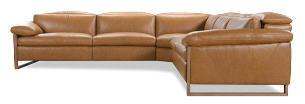 Hooker Furniture Jericho Power Reclining Sectional Top-grain Leather Sleigh Frame Living Room SS461-5PC3-087