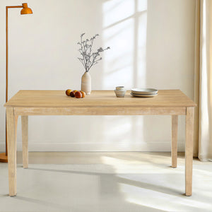English Elm Farmhouse Rubberwood Dining Table Seats Six with Veneer Top for Rustic Kitchens W2896P245742