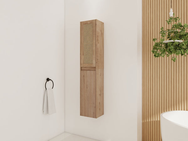English Elm 12" Bathroom Side Cabinet - Modern Wall-Mounted Design With Soft-Close Doors & Space-Saving Style W999S00340