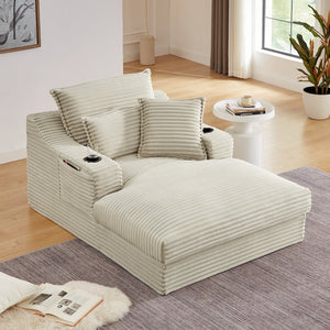 English Elm 47.24 Inch Cotton Upholstered Lounge Sofa with S-curve Arms and Deep Cushioned Seat W3396P410208