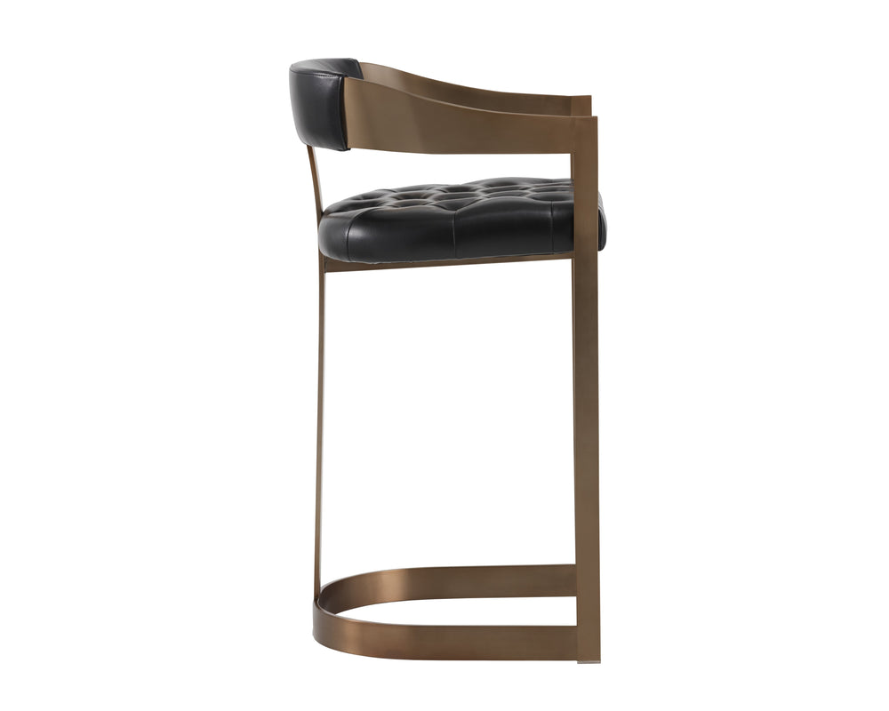 Sunpan Beaumont Ultra Contemporary Bar Stool with T-Shaped Back and Durable Design for Any Space Antique Brass / Cantina Black