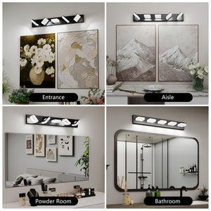 English Elm Led Modern Bathroom Vanity Light Fixture, 5-Light Matte Black Wall Sconce For Stylish Illumination W2312P374940