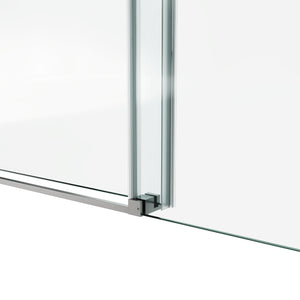 English Elm 60*76"Fixed Sliding Shower Door - Modern Frameless Design, 3/8" Tempered Glass, Stainless Steel Hardware T3177P320615