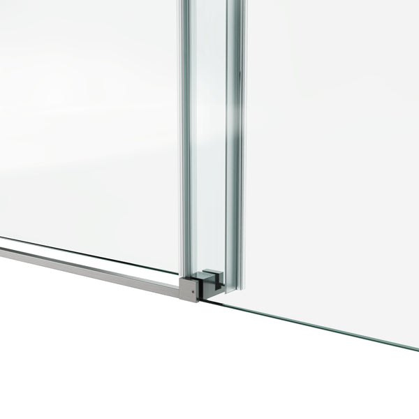 English Elm 60*76"Fixed Sliding Shower Door - Modern Frameless Design, 3/8" Tempered Glass, Stainless Steel Hardware T3177P320615