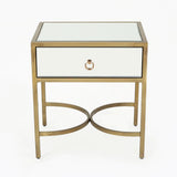 Christopher Knight Home® - Noble House - Siryen Modern Mirror Finished Side Table with Gold Iron Accents