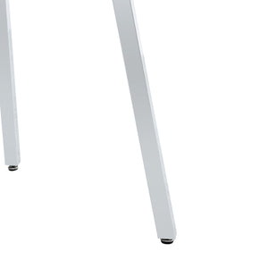 English Elm Modern circular tempered glass dining table with silver metal legs, minimalist clear top for airy spaces W1512P371582